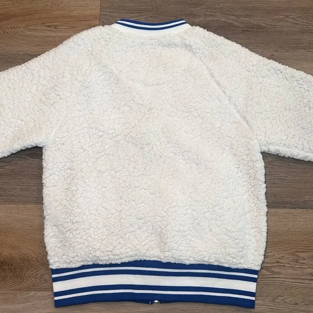 New Era New York Giants Cream Athletic Sherpa Full-Zip Bomber Jacket Women’s Med - Picture 13 of 13